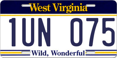 WV license plate 1UN075