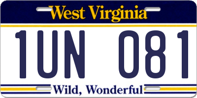WV license plate 1UN081