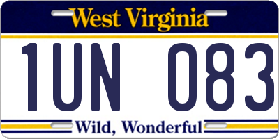 WV license plate 1UN083