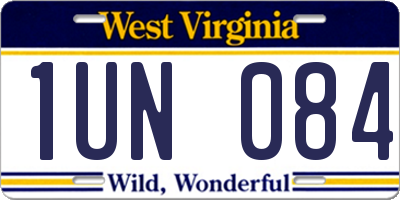 WV license plate 1UN084
