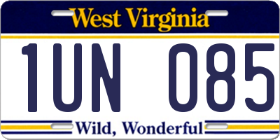 WV license plate 1UN085