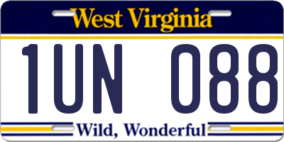 WV license plate 1UN088