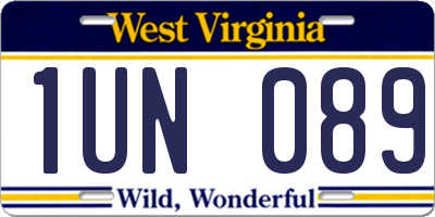 WV license plate 1UN089