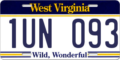 WV license plate 1UN093