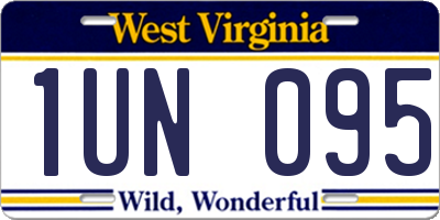 WV license plate 1UN095