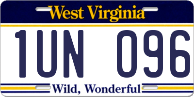 WV license plate 1UN096