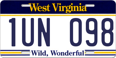 WV license plate 1UN098