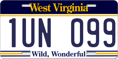 WV license plate 1UN099