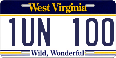WV license plate 1UN100