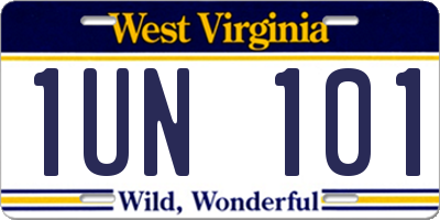 WV license plate 1UN101