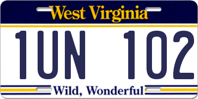 WV license plate 1UN102