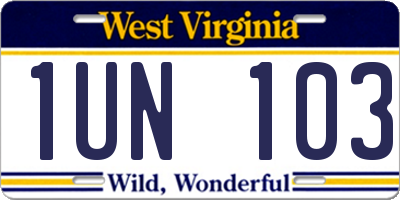 WV license plate 1UN103