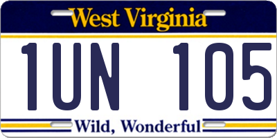 WV license plate 1UN105