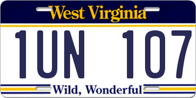 WV license plate 1UN107