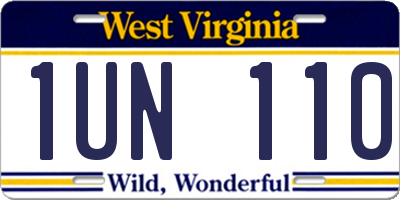 WV license plate 1UN110