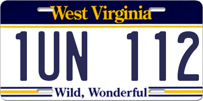 WV license plate 1UN112