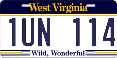 WV license plate 1UN114