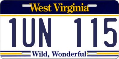 WV license plate 1UN115