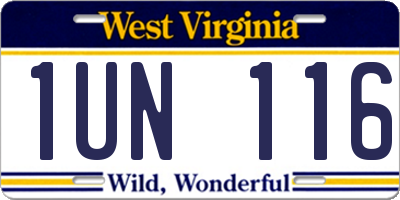 WV license plate 1UN116