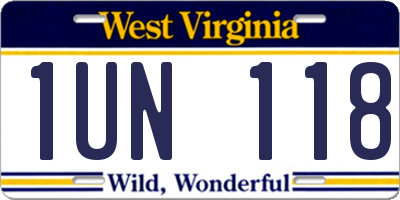 WV license plate 1UN118