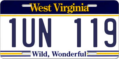 WV license plate 1UN119