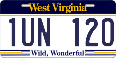 WV license plate 1UN120