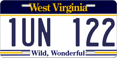 WV license plate 1UN122