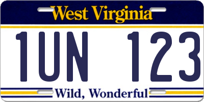 WV license plate 1UN123