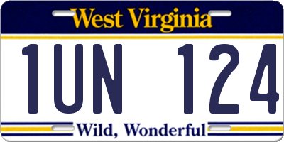 WV license plate 1UN124