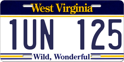 WV license plate 1UN125