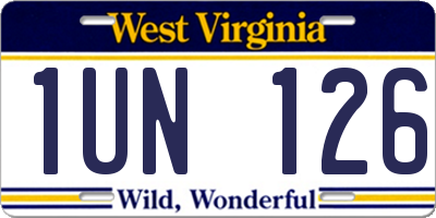 WV license plate 1UN126