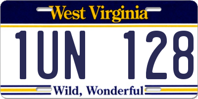 WV license plate 1UN128