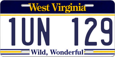 WV license plate 1UN129