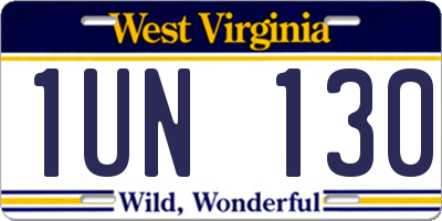 WV license plate 1UN130