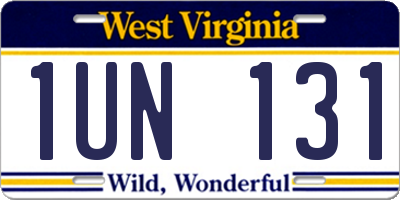 WV license plate 1UN131