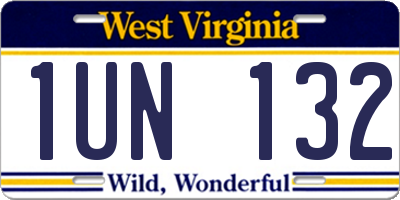 WV license plate 1UN132