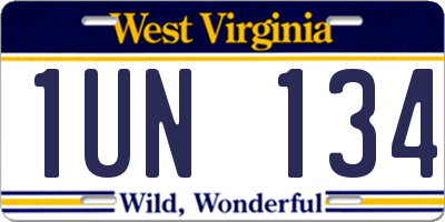 WV license plate 1UN134