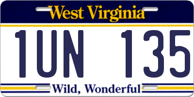 WV license plate 1UN135