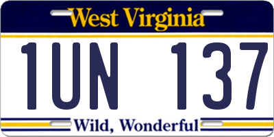 WV license plate 1UN137