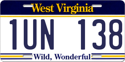 WV license plate 1UN138