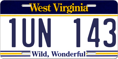 WV license plate 1UN143