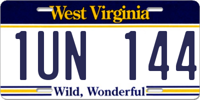 WV license plate 1UN144