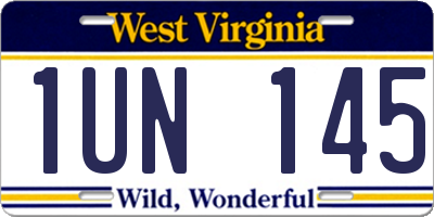 WV license plate 1UN145