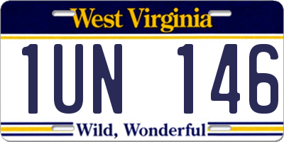 WV license plate 1UN146
