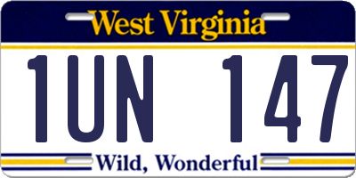 WV license plate 1UN147