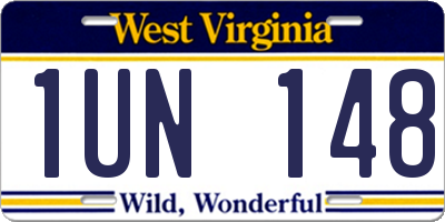 WV license plate 1UN148