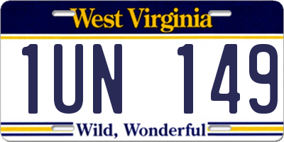 WV license plate 1UN149