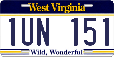 WV license plate 1UN151