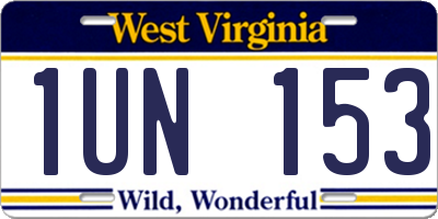 WV license plate 1UN153