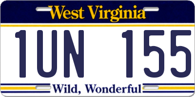 WV license plate 1UN155